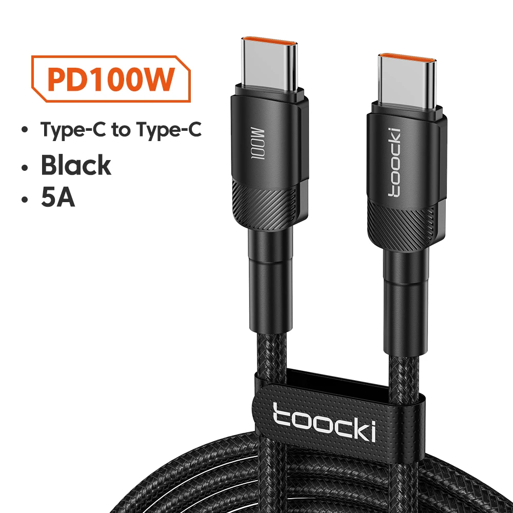 Toocki 100W Type-C to Type-C Cable 🔌 | PD 3.0 & QC 4.0 Fast Charging for iPhone 15, MacBook, Samsung, Xiaomi