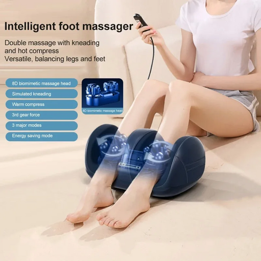 Extra Big Electric Foot Massager | Hot Compress, Shiatsu Kneading & Calf Roller for Deep Muscle Relaxation