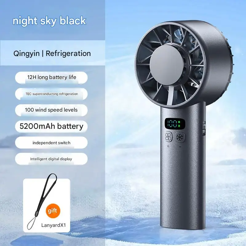 Handheld Cooling Fan | Ice Compress Electric Fan with LED Display & USB Rechargeable