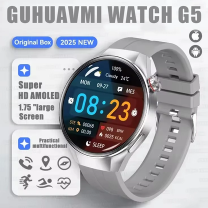 G5 Plus Smart Watch | 1.75" HD AMOLED, GPS, Heart Rate, Bluetooth Call & Compass for Men