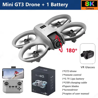 GT3 Mini 8K Drone | Foldable Dual Camera UAV with Smart Obstacle Avoidance + 5G FPV Transmission