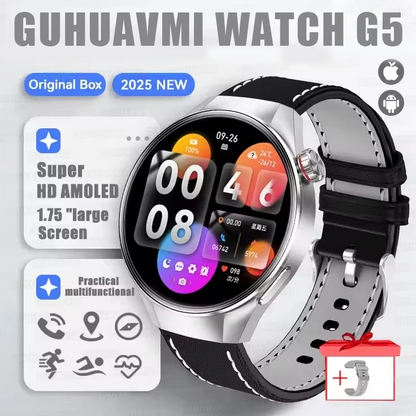 G5 Plus Smart Watch | 1.75" HD AMOLED, GPS, Heart Rate, Bluetooth Call & Compass for Men