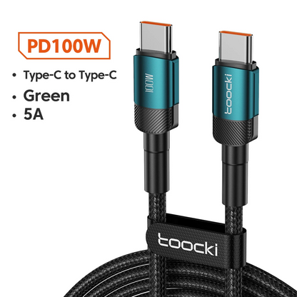 Toocki 100W Type-C to Type-C Cable 🔌 | PD 3.0 & QC 4.0 Fast Charging for iPhone 15, MacBook, Samsung, Xiaomi