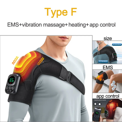 Heated Shoulder Massager Belt | Vibration Steamer Pad with Adjustable Temperature & Smart Massage Function