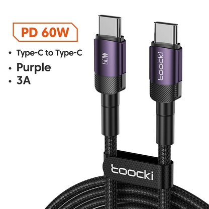 Toocki 100W Type-C to Type-C Cable 🔌 | PD 3.0 & QC 4.0 Fast Charging for iPhone 15, MacBook, Samsung, Xiaomi
