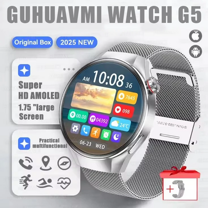 G5 Plus Smart Watch | 1.75" HD AMOLED, GPS, Heart Rate, Bluetooth Call & Compass for Men