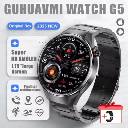 G5 Plus Smart Watch | 1.75" HD AMOLED, GPS, Heart Rate, Bluetooth Call & Compass for Men