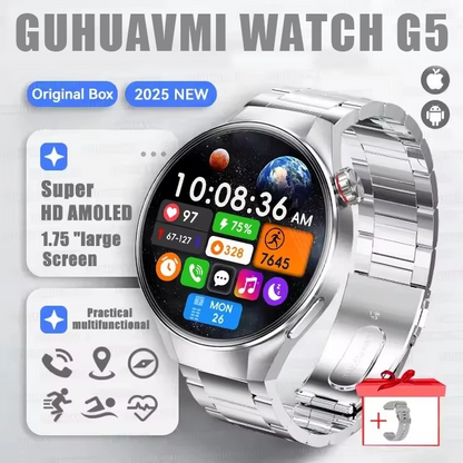 G5 Plus Smart Watch | 1.75" HD AMOLED, GPS, Heart Rate, Bluetooth Call & Compass for Men