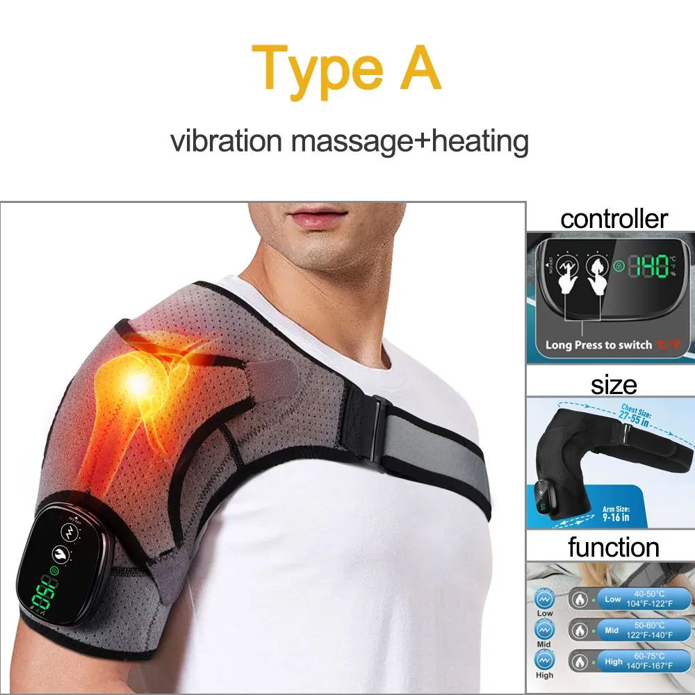 Heated Shoulder Massager Belt | Vibration Steamer Pad with Adjustable Temperature & Smart Massage Function