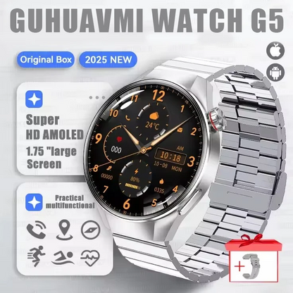G5 Plus Smart Watch | 1.75" HD AMOLED, GPS, Heart Rate, Bluetooth Call & Compass for Men