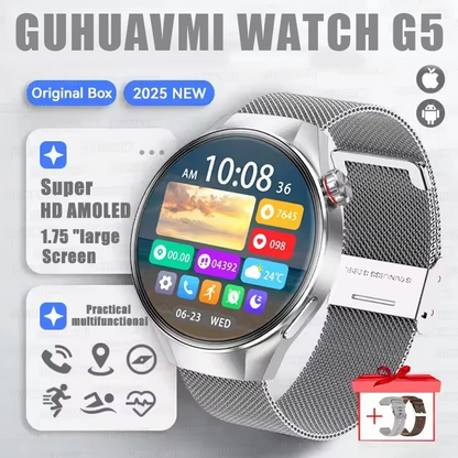 G5 Plus Smart Watch | 1.75" HD AMOLED, GPS, Heart Rate, Bluetooth Call & Compass for Men