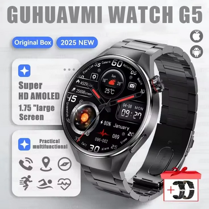 G5 Plus Smart Watch | 1.75" HD AMOLED, GPS, Heart Rate, Bluetooth Call & Compass for Men