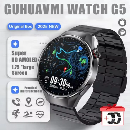 G5 Plus Smart Watch | 1.75" HD AMOLED, GPS, Heart Rate, Bluetooth Call & Compass for Men