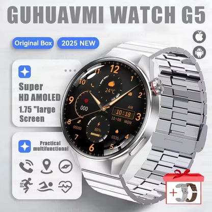 G5 Plus Smart Watch | 1.75" HD AMOLED, GPS, Heart Rate, Bluetooth Call & Compass for Men