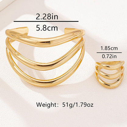 Personalized Retro Women's Ring & Bracelet Set